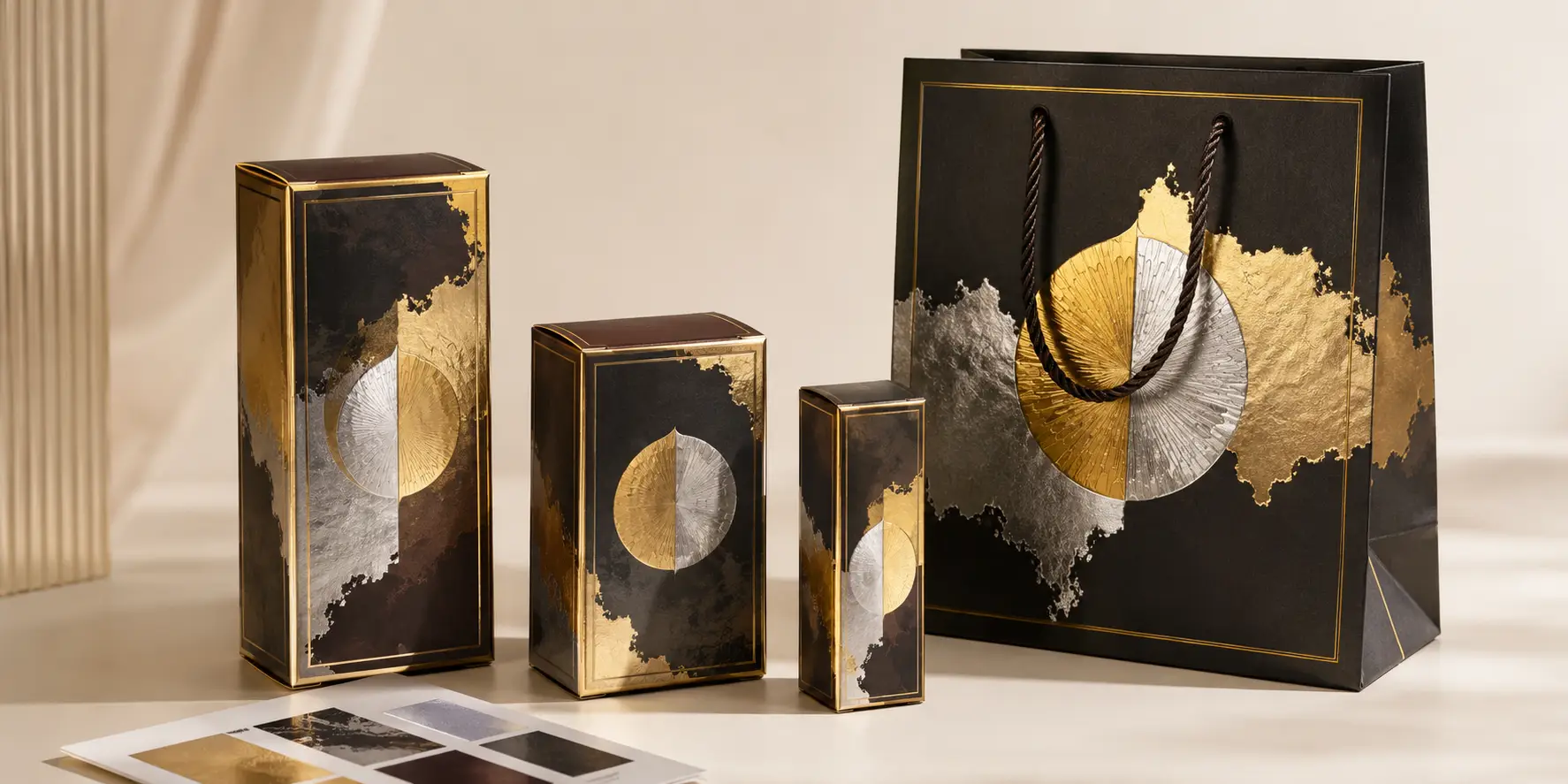 Metallic foil custom packaging boxes with gold foil silver foil and hot stamping finish