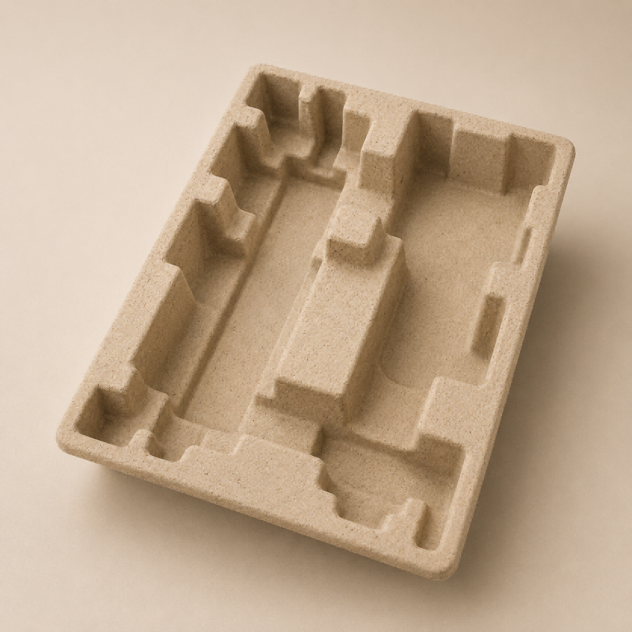 Molded pulp trays with shaped cavities for eco-style gift packaging