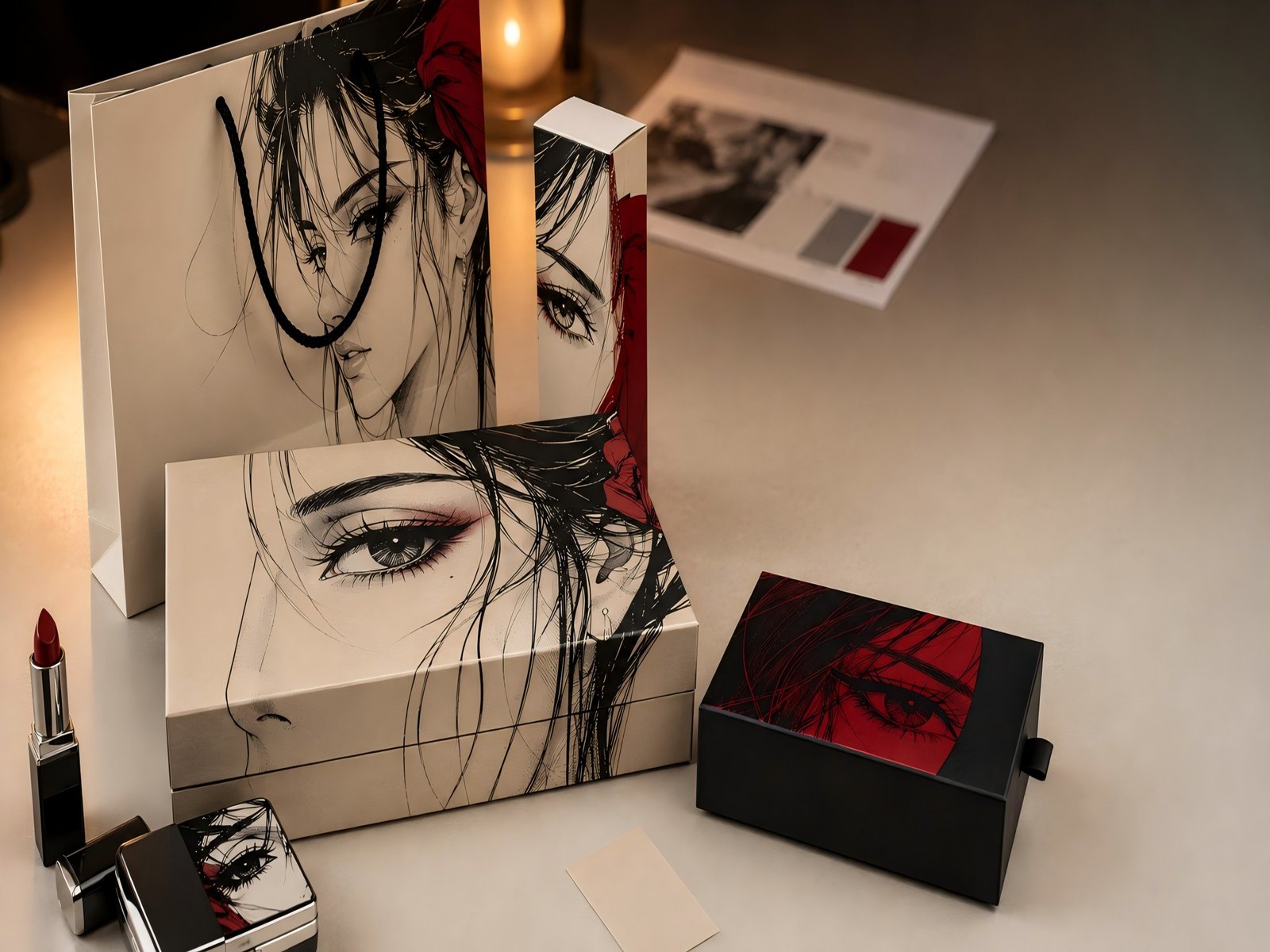 Illustration manga beauty packaging