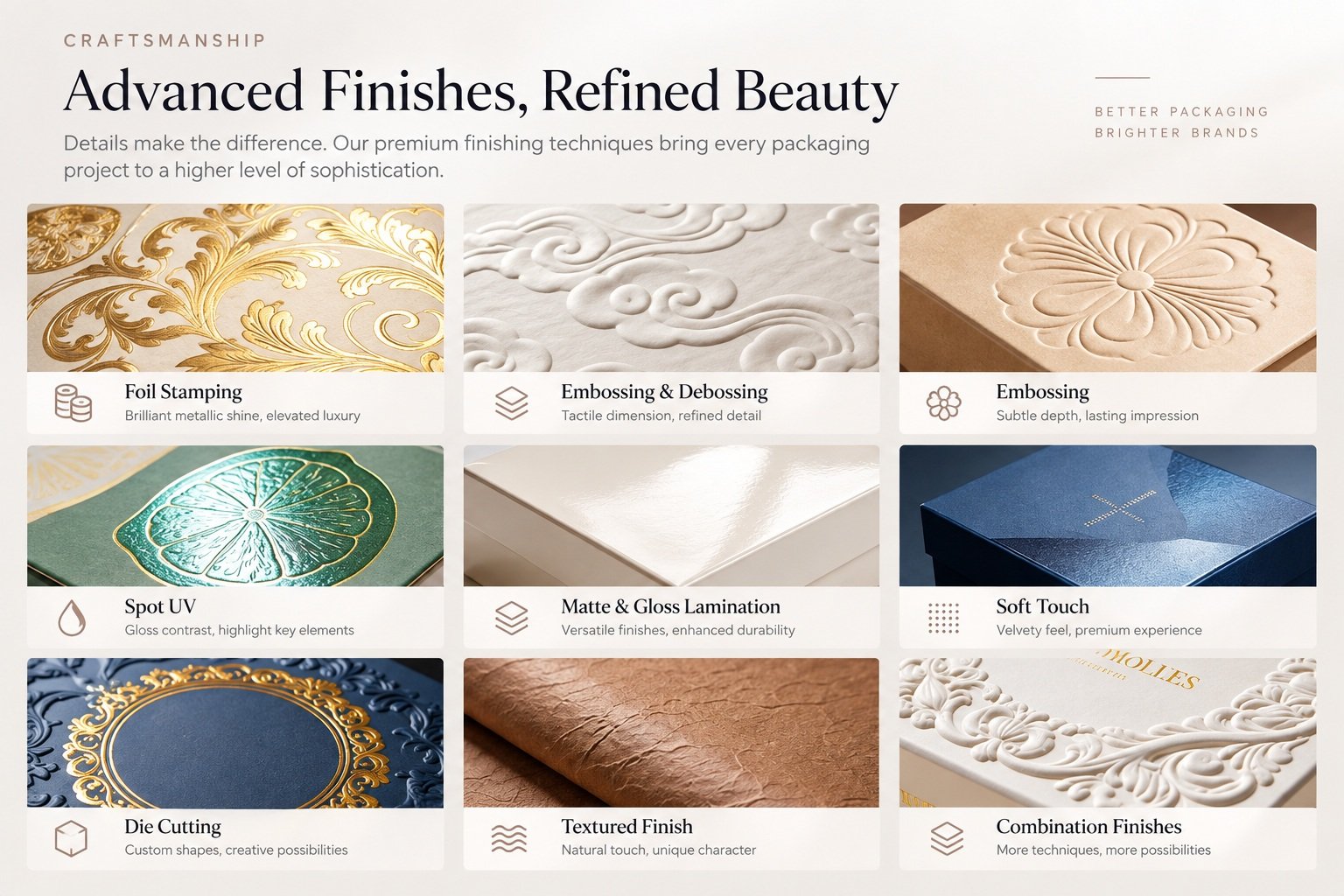 Printing and finishing processes for luxury packaging