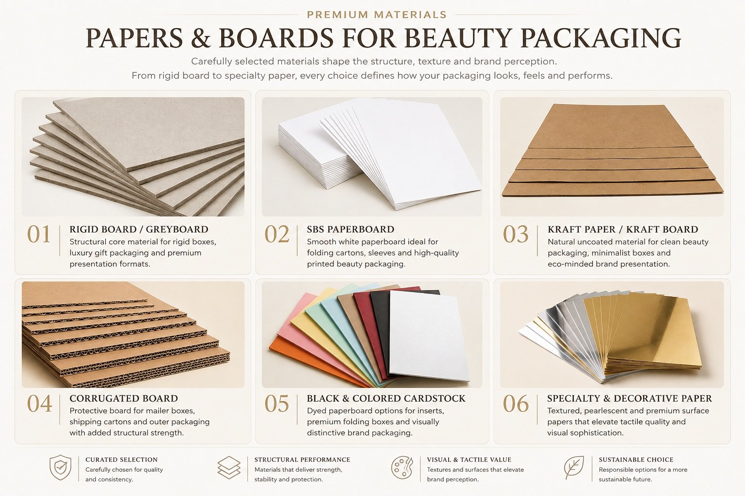 Paper material selection for beauty packaging